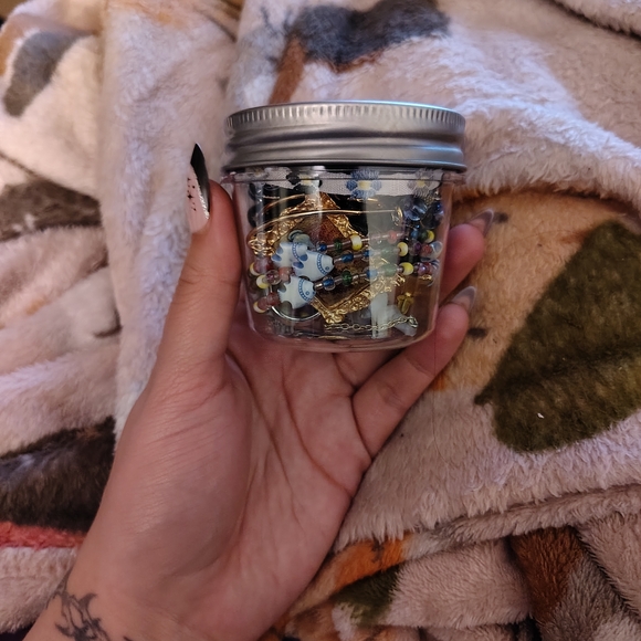 Hot Topic Jewelry - Colorful Blue And Gold Jewelry Jar